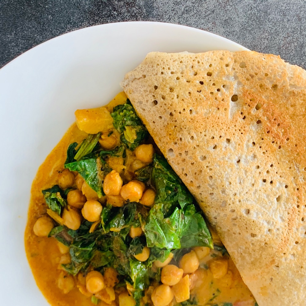Kichererbsen-Curry vegan mit Spinat